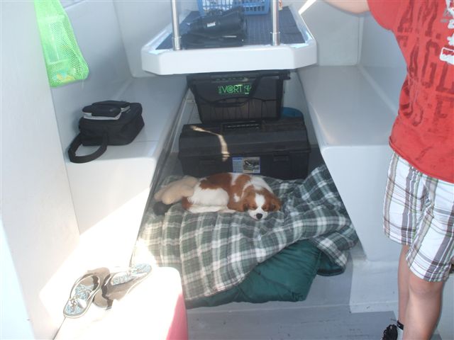 Caleigh out in the boat.
