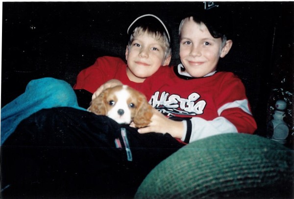 Our boys with Casey as a pup.
