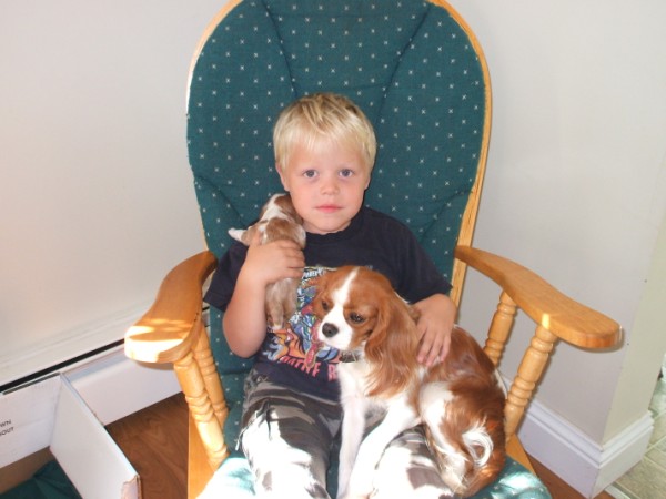 Casey and her puppy with my nephew.
