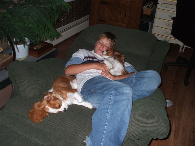Casey and Jake sleeping with my nephew.